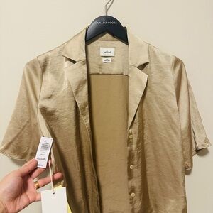 Aritzia Wilfred Gold Satin Top